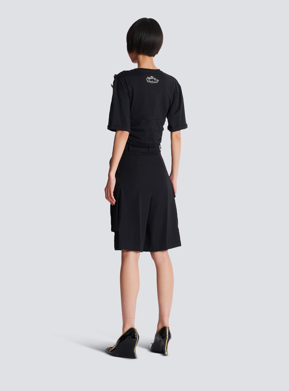 Bermuda en laine grain de poudre - Noir