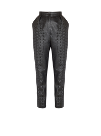 Pantalon croco en cuir éco embossé - Noir