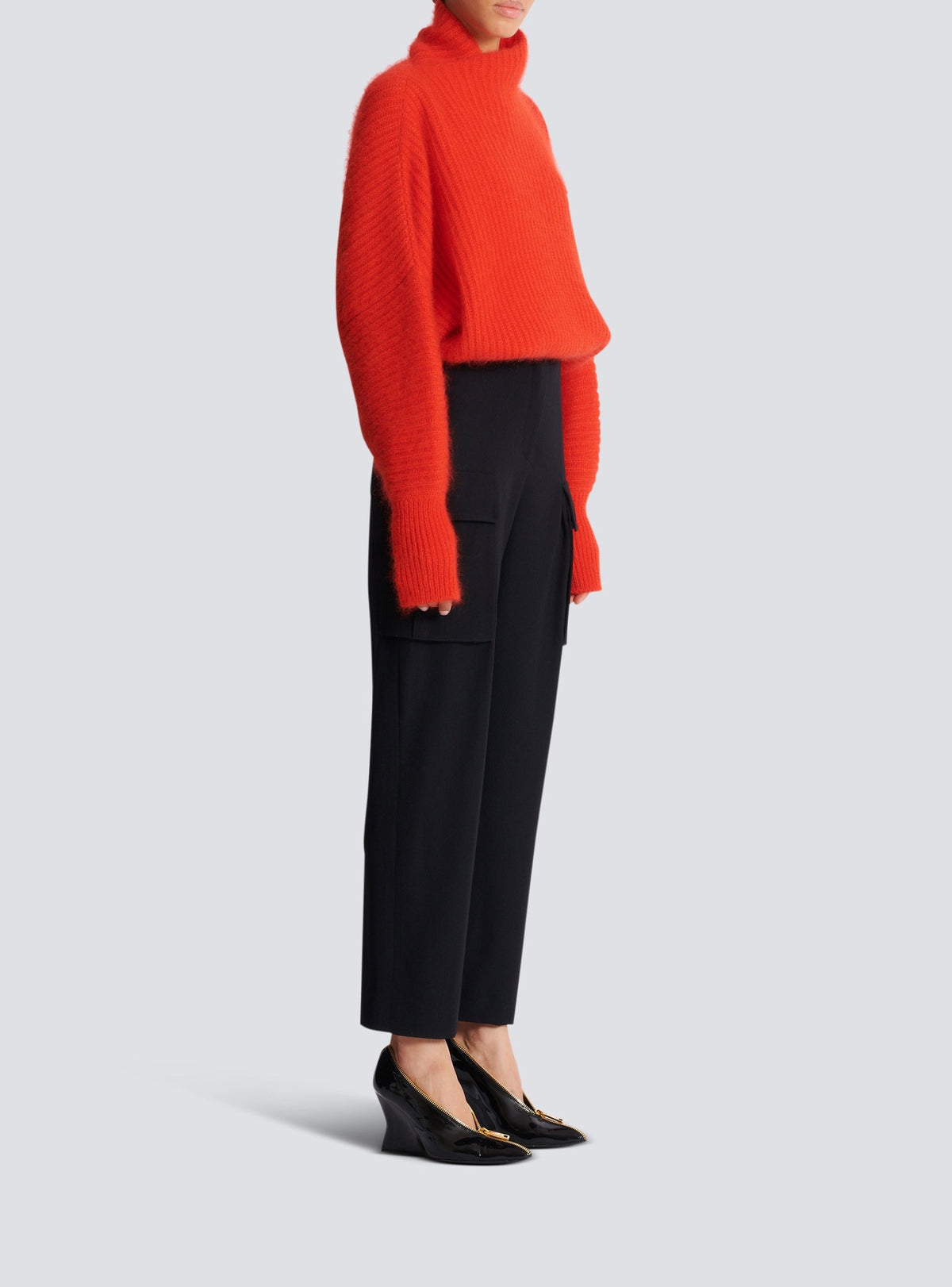 Wool cargo trousers - Black