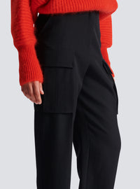 Pantalon cargo en laine grain de poudre - Noir