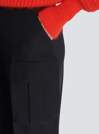 Pantalon cargo en laine grain de poudre - Noir