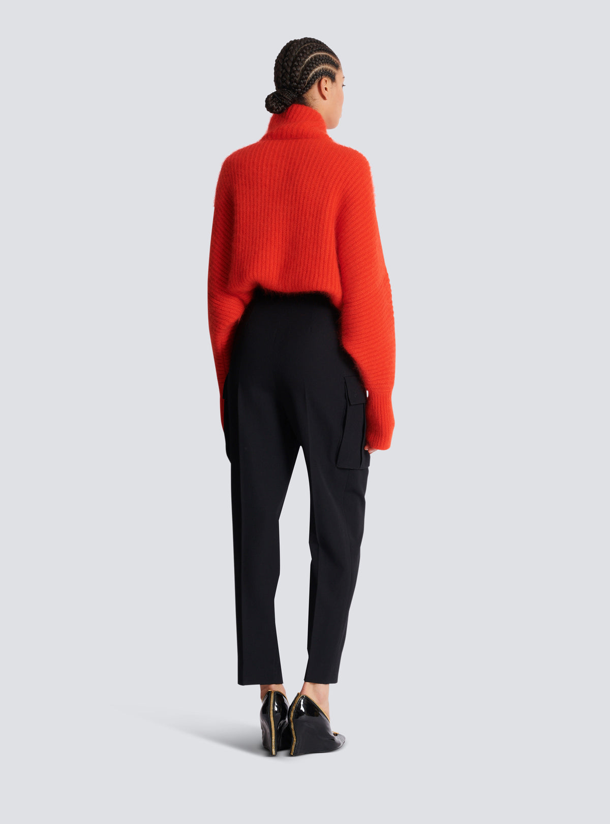 Pantalon cargo en laine grain de poudre - Noir