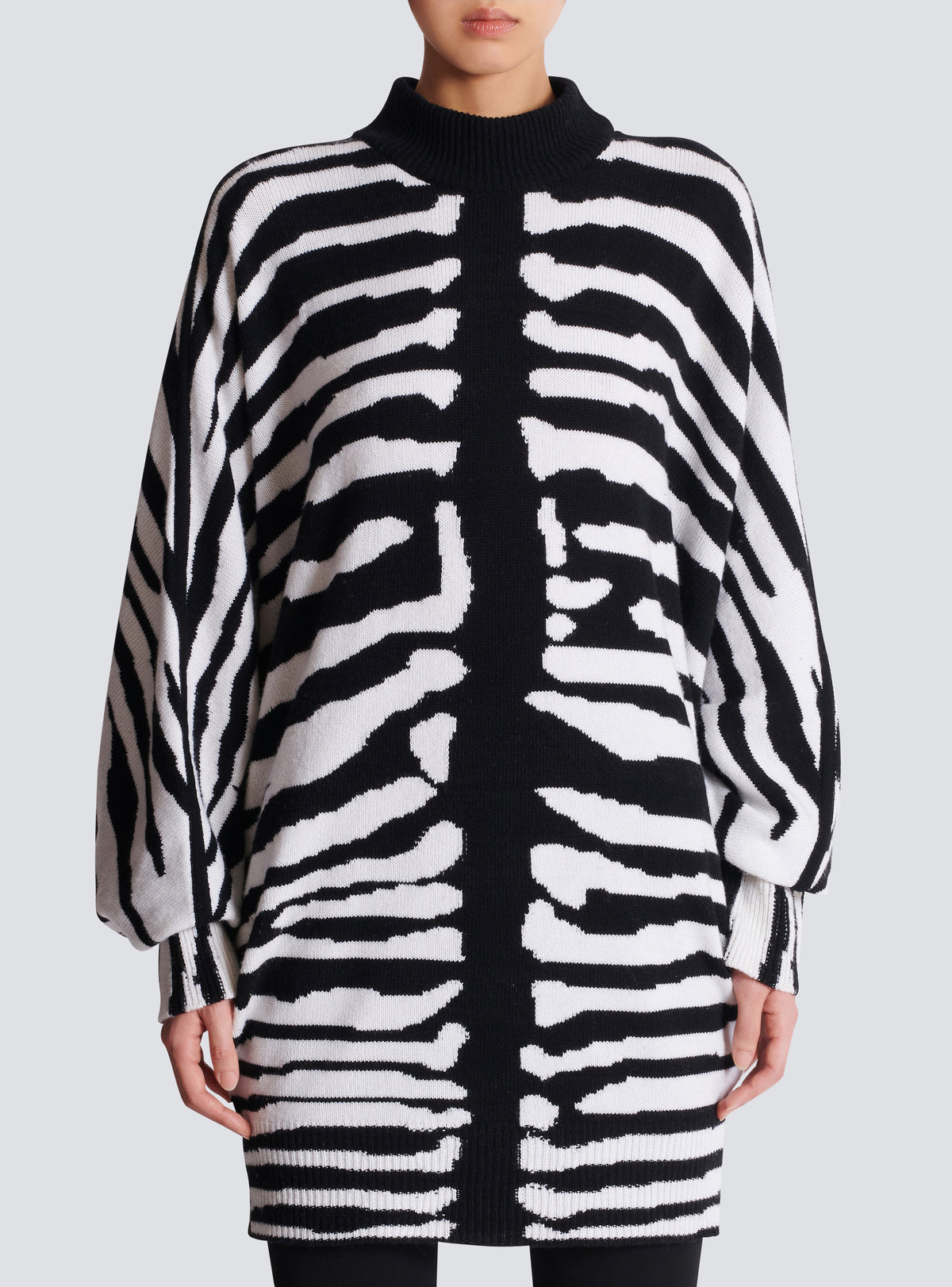 Robe en maille intarsia zébrée - Noir & Blanc