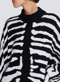 Robe courte zébrée en laine - Noir & Blanc