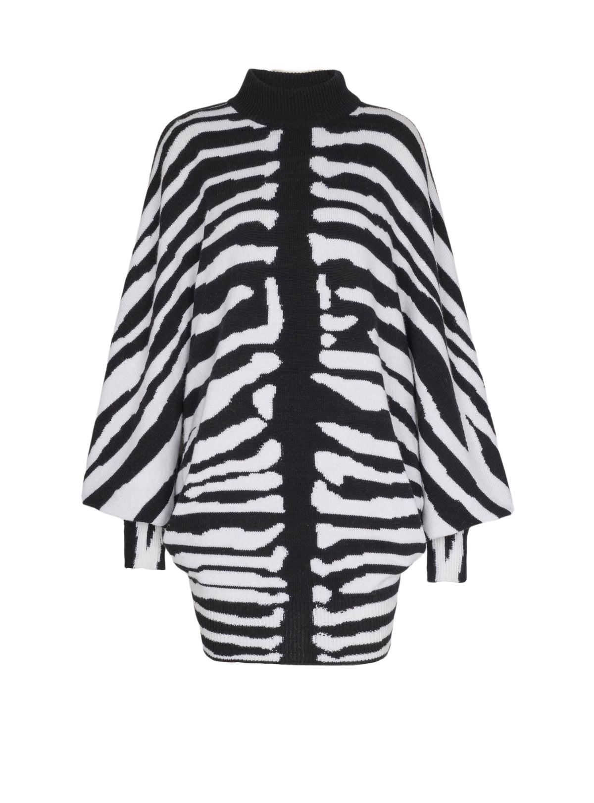 Robe courte zébrée en laine - Noir & Blanc
