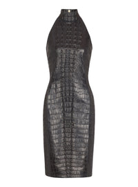 Robe courte en cuir embossé - Noir