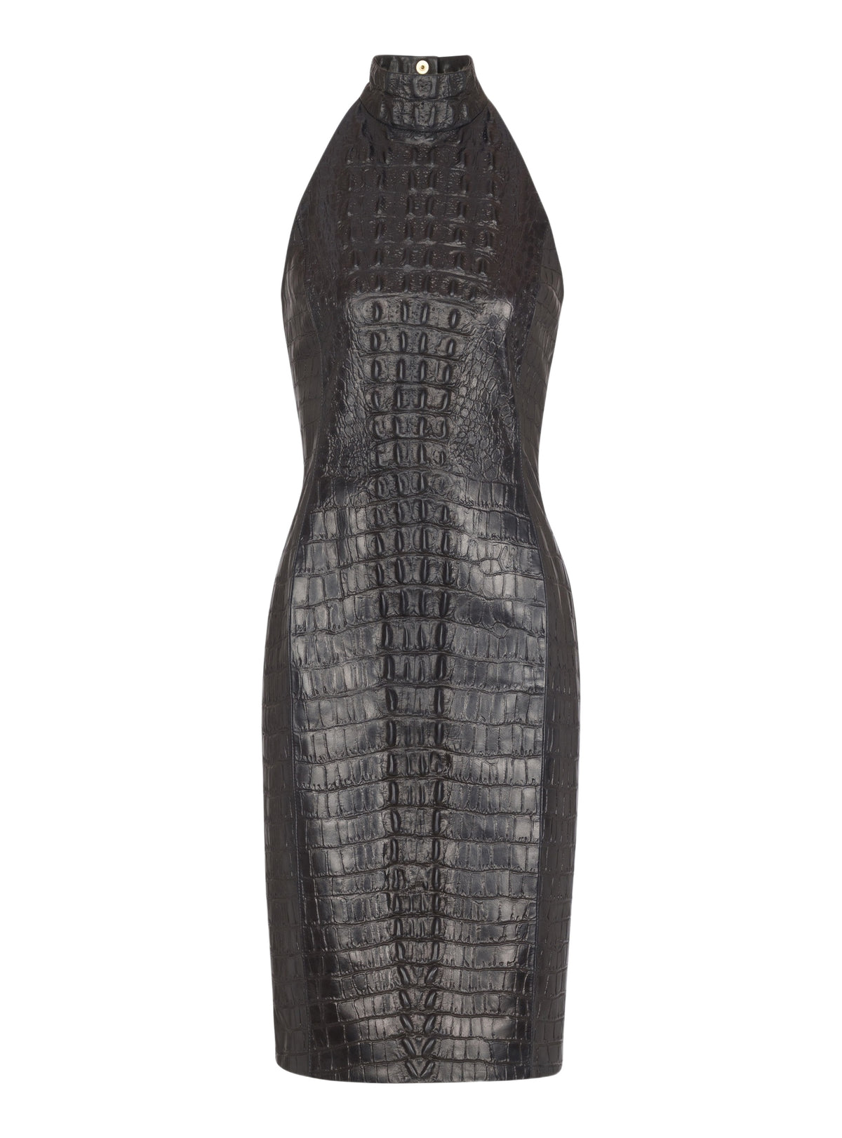 Robe courte en cuir embossé - Noir