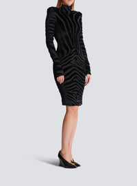 Robe courte en velours zébré - Noir