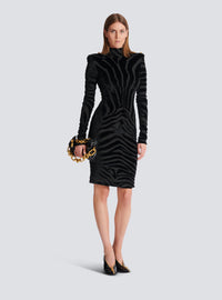 Robe courte en velours zébré - Noir