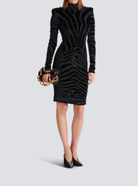 Robe courte en velours zébré - Noir