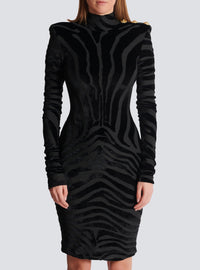 Robe courte en velours zébré - Noir
