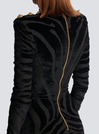 Robe courte en velours zébré - Noir