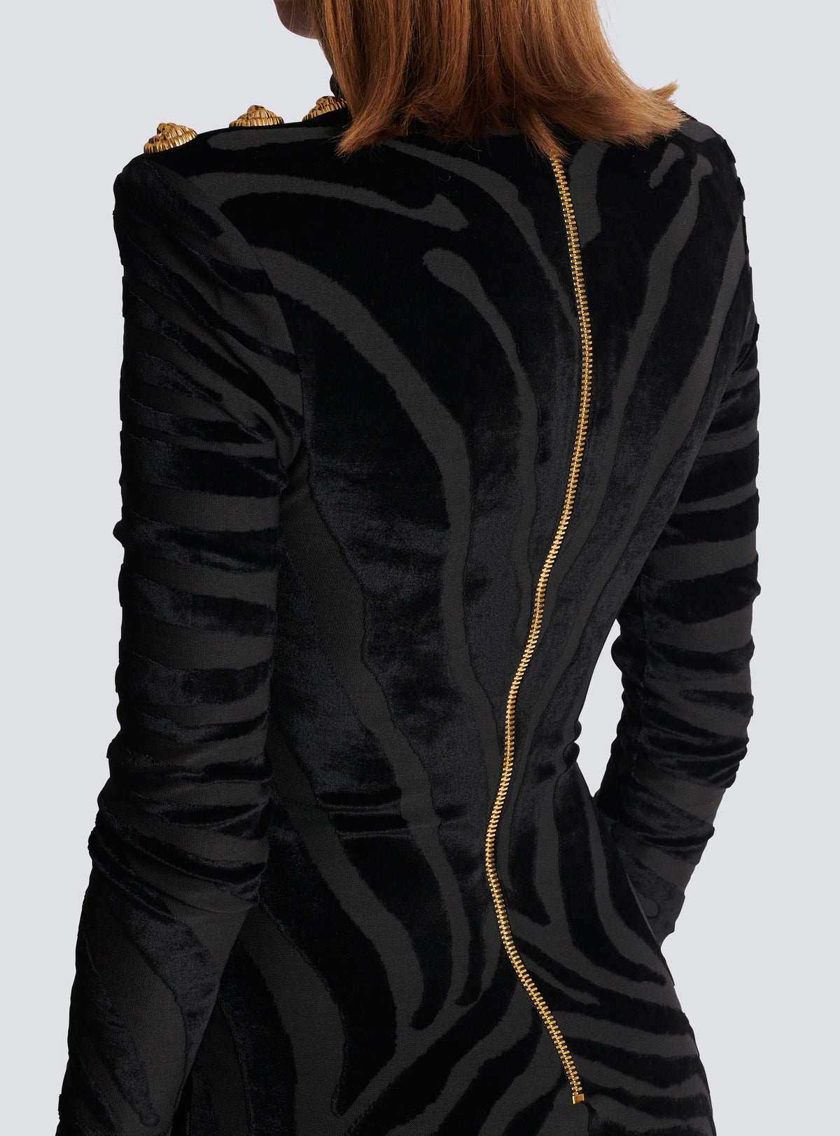Robe courte en velours zébré - Noir