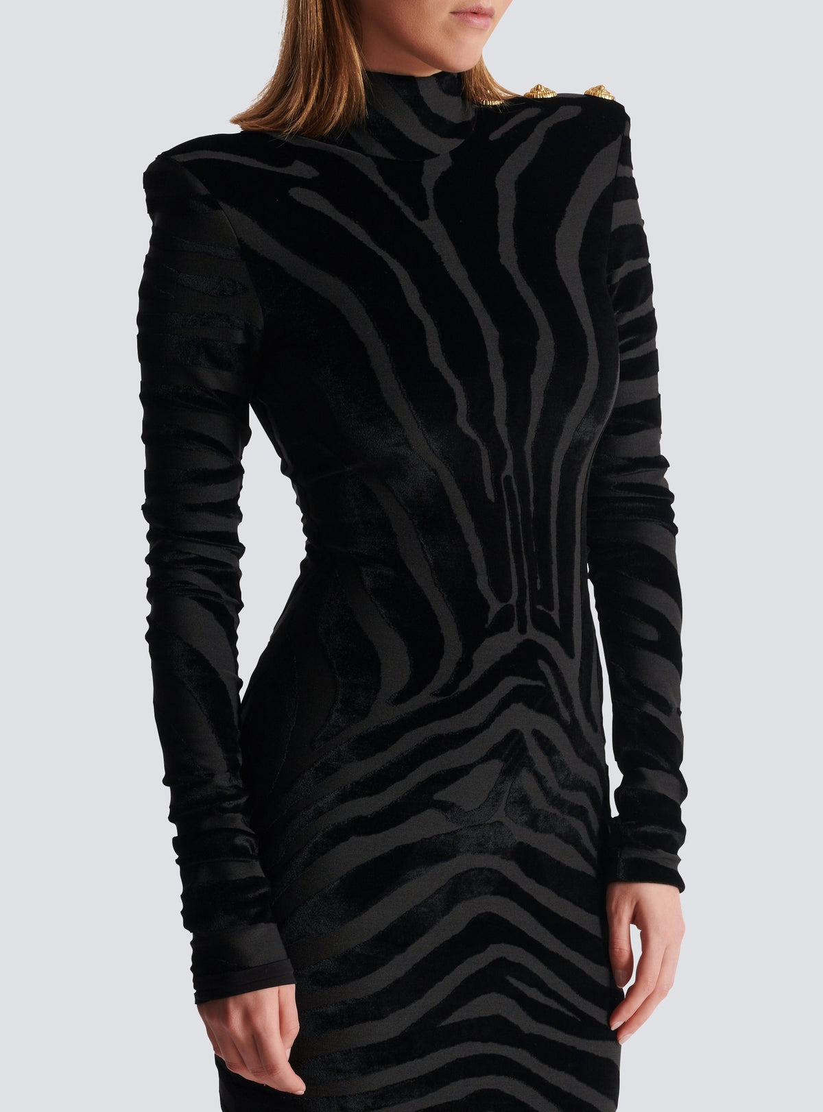 Robe courte en velours zébré - Noir