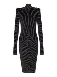 Robe courte en velours zébré - Noir