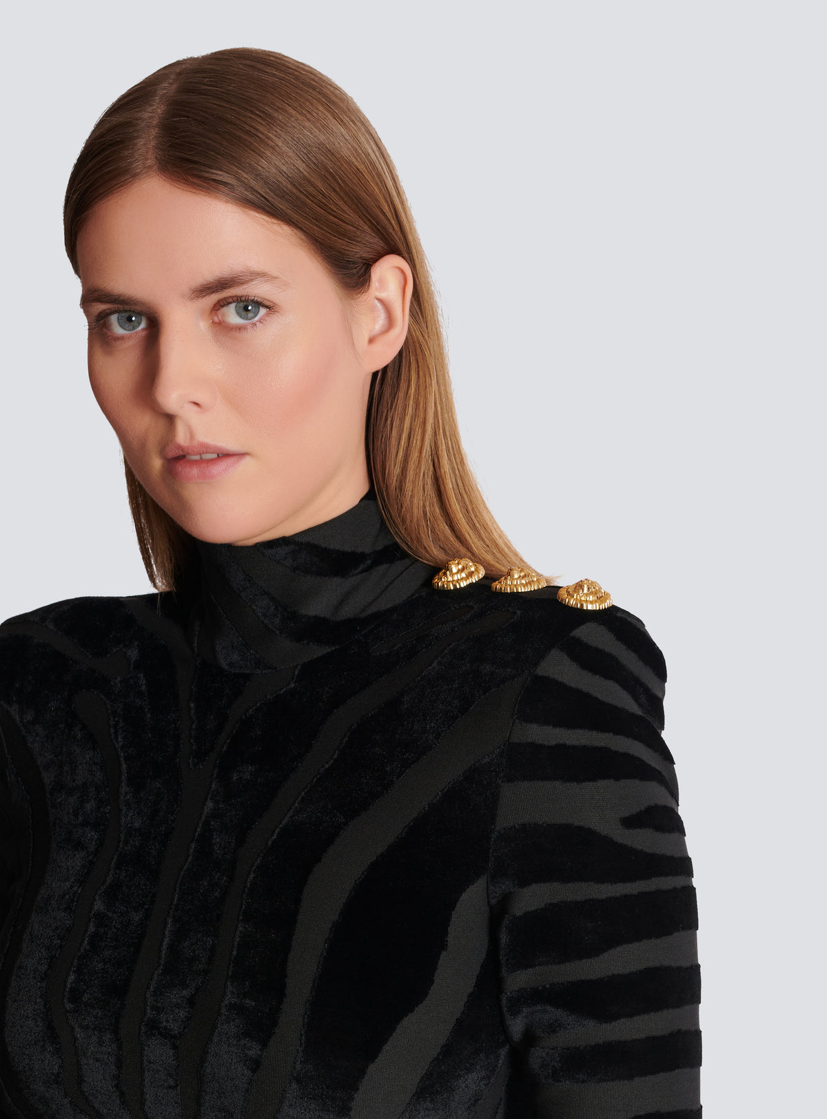 Robe courte en velours zébré - Noir