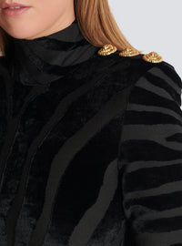 Robe courte en velours zébré - Noir