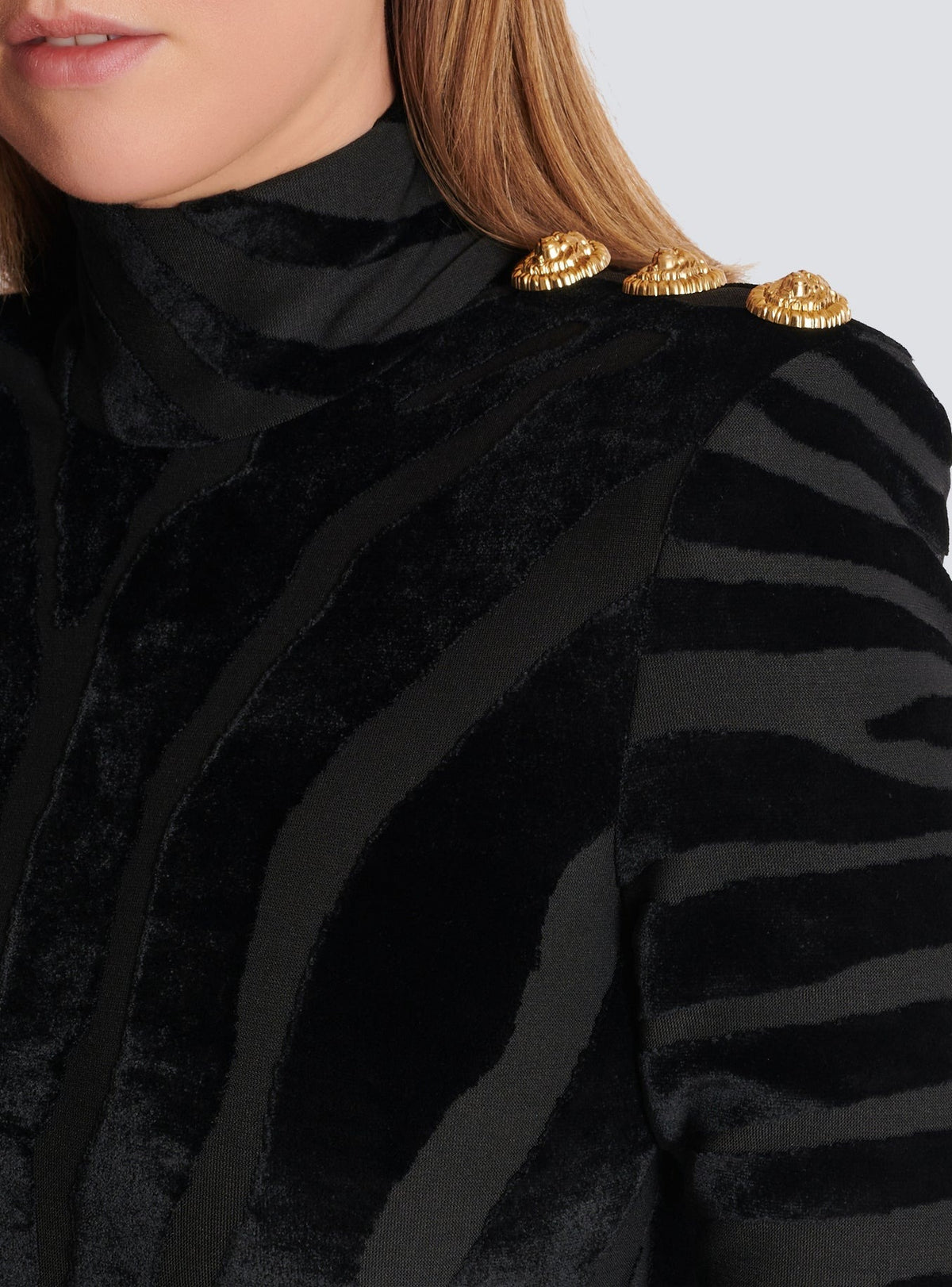 Robe courte en velours zébré - Noir