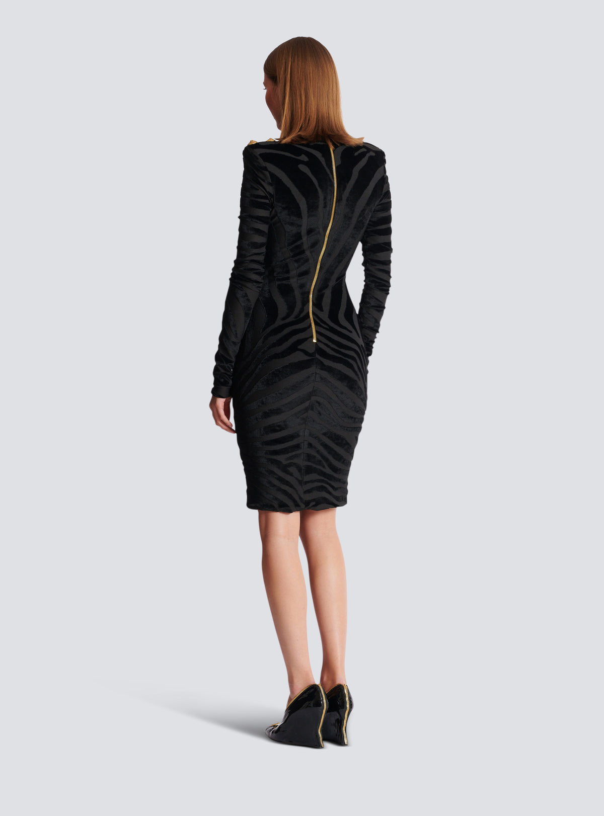 Robe courte en velours zébré - Noir