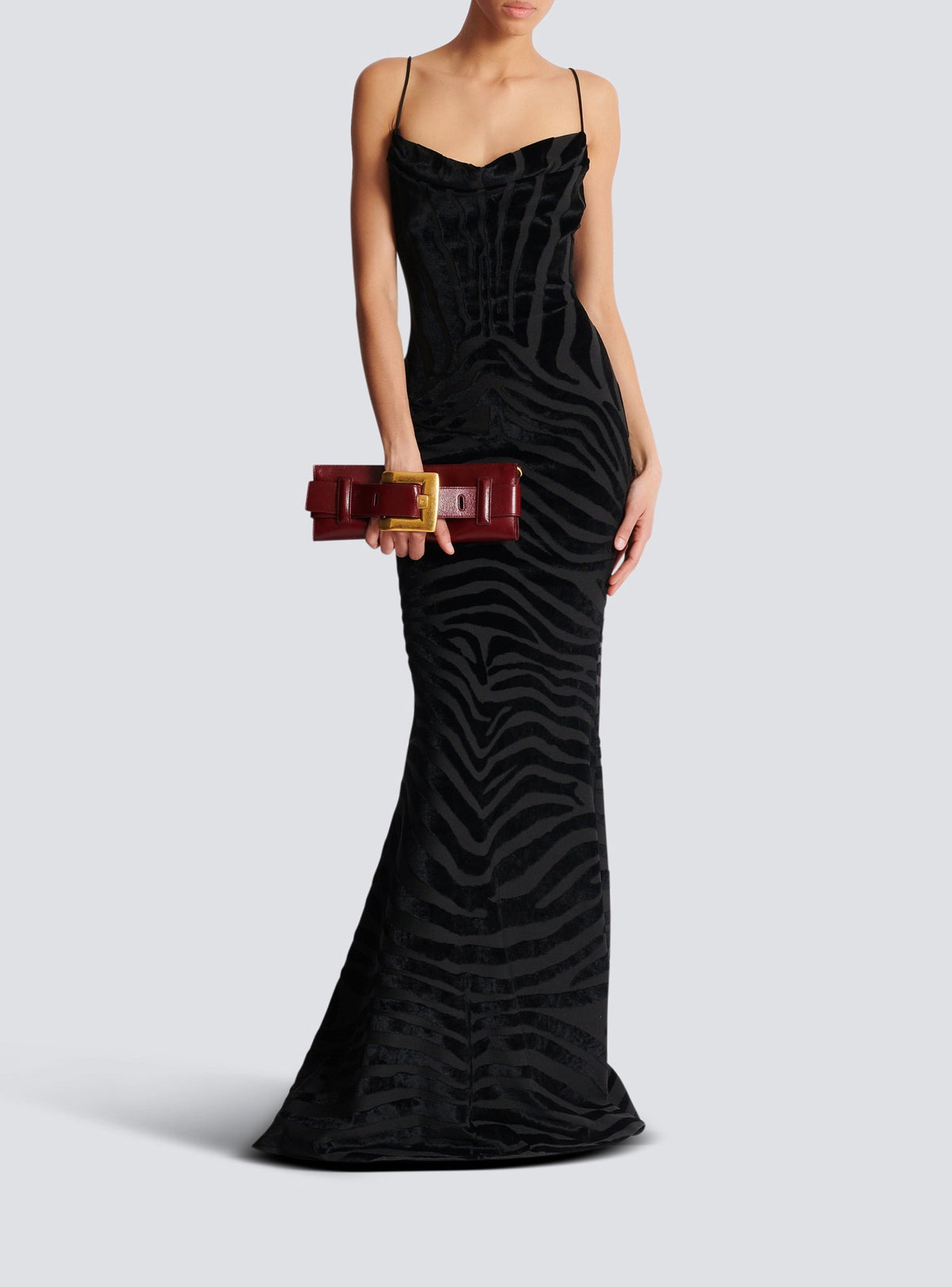 Long velvet dress - Black