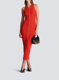 Long sleeveless knit dress - Red