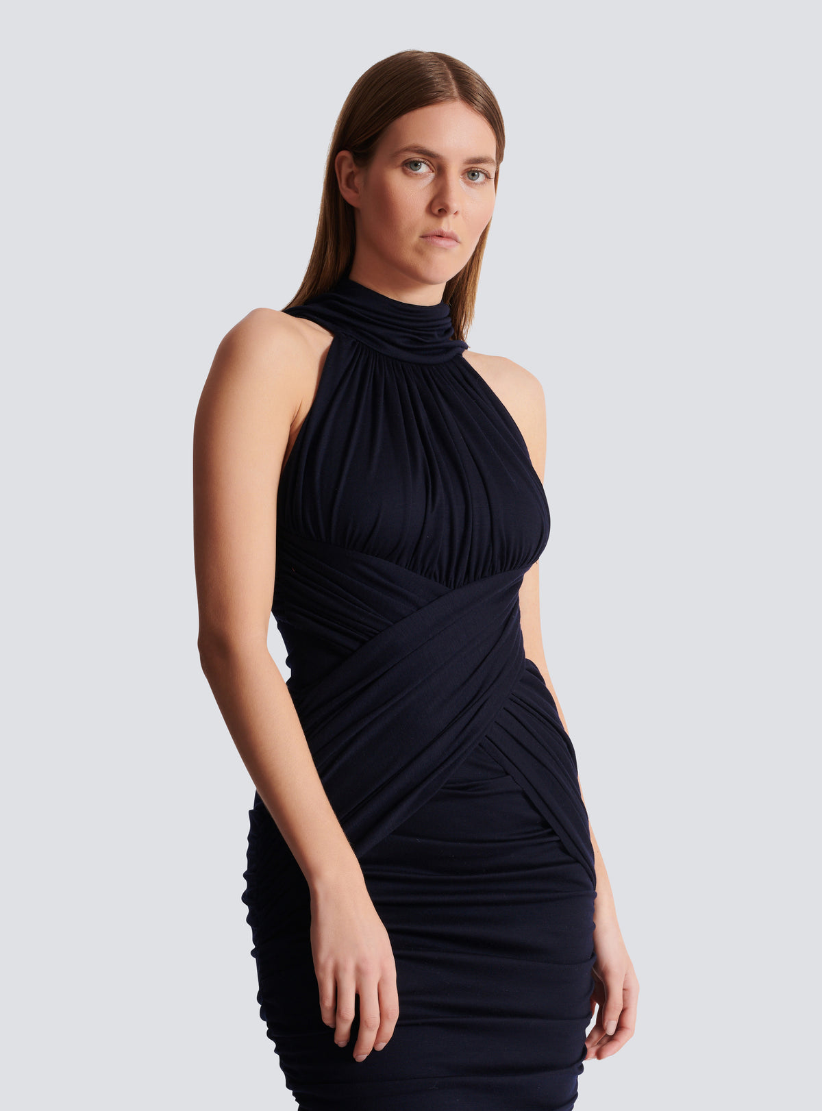 Robe en jersey drapé - Bleu