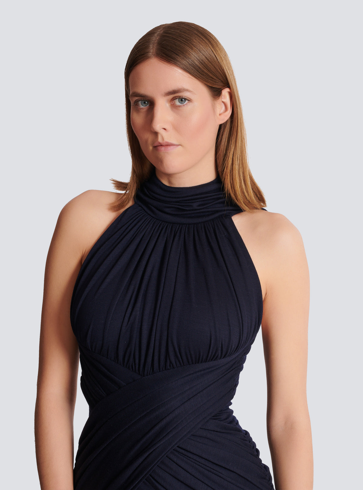 Robe en jersey drapé - Bleu