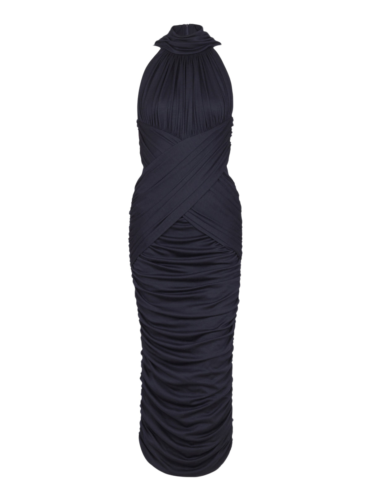 Draped wool midi dress - Blue