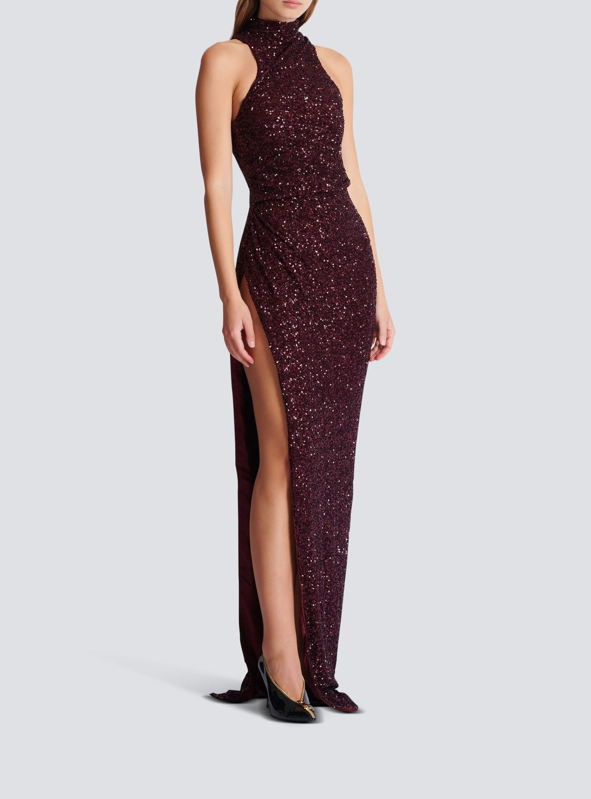 Long sleeveless sequin dress - Dark Purple