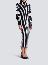 Long zebra knit dress - Black & White