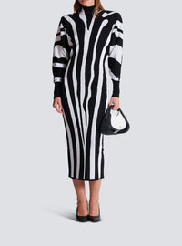 Long zebra knit dress - Black & White