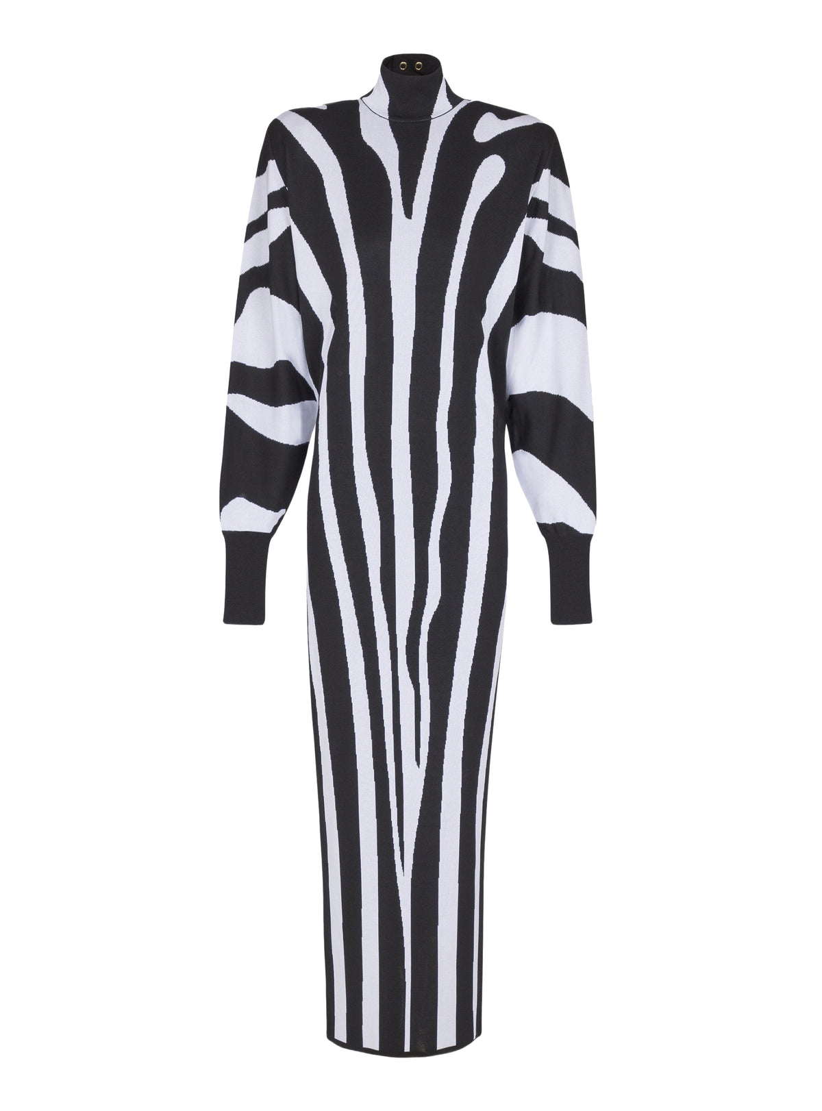 Long zebra knit dress - Black & White