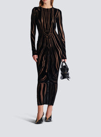 Long zebra velvet dress - Black