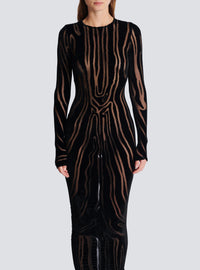 Robe longue en velours zébré - Noir