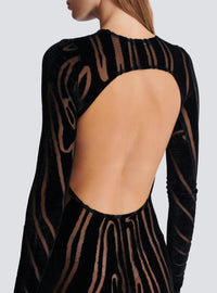 Robe longue en velours zébré - Noir