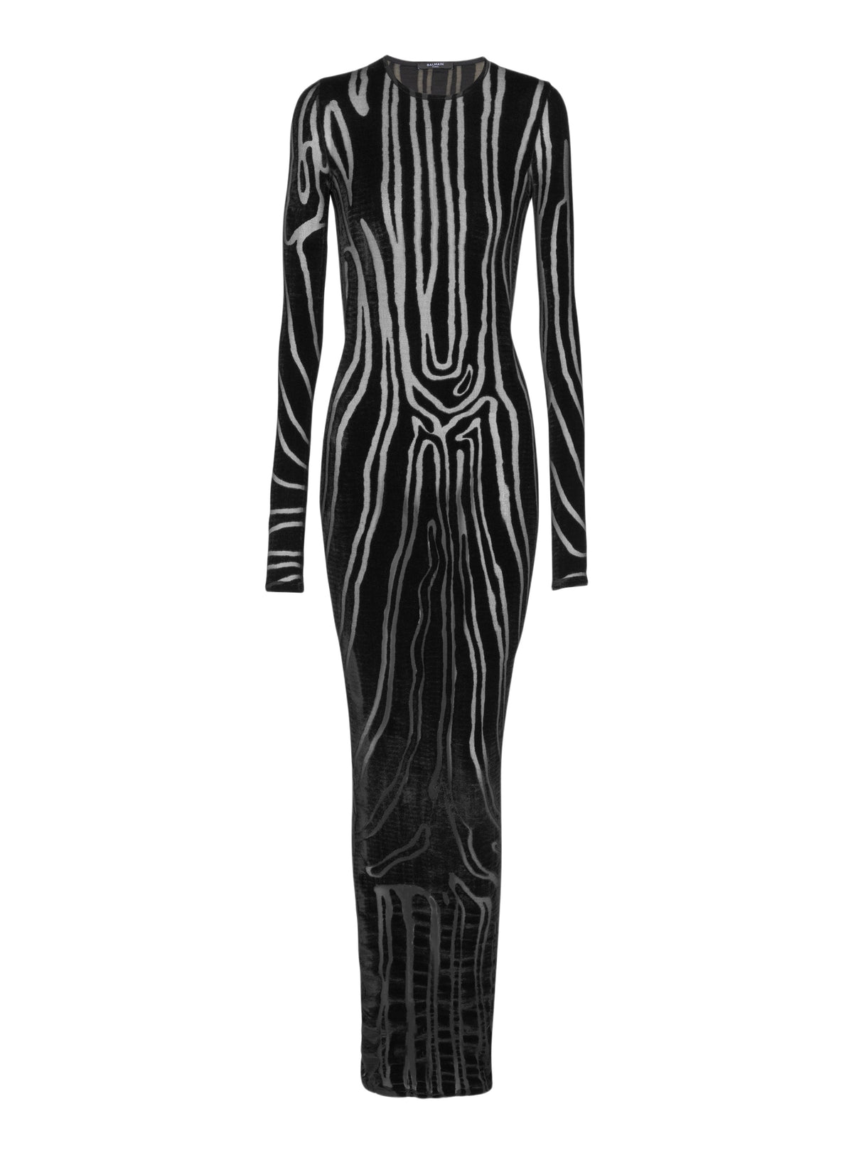 Long zebra velvet dress - Black