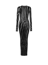 Robe longue en velours zébré - Noir
