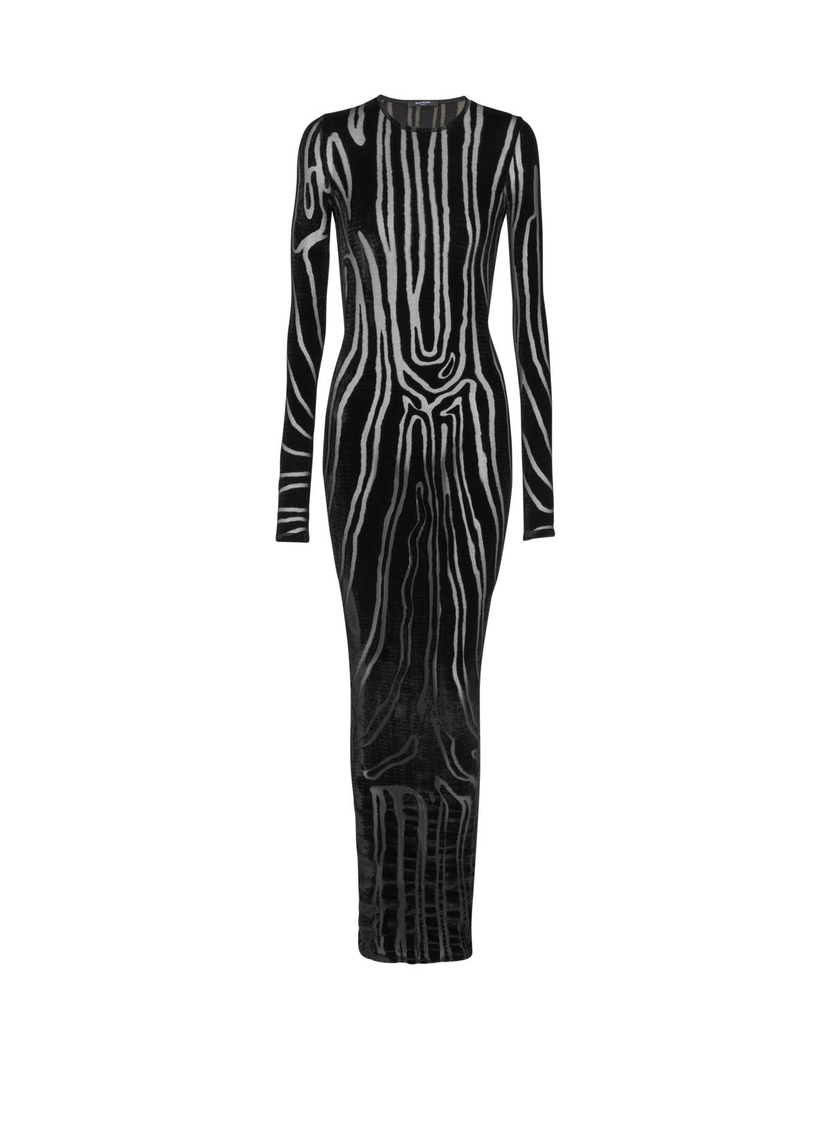 Robe longue en velours zébré - Noir