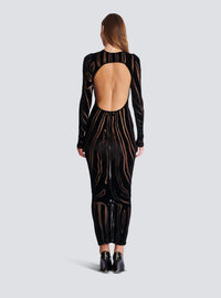 Robe longue en velours zébré - Noir