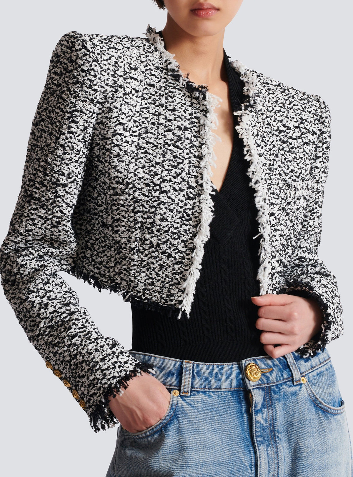 Short tweed jacket - Black & White