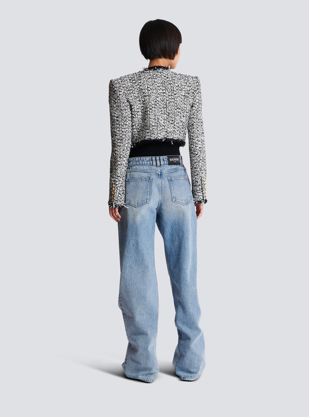 Veste courte en tweed - Noir & Blanc