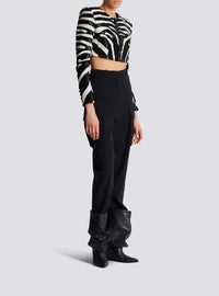Zebra Cavallino leather spencer jacket - Black & White