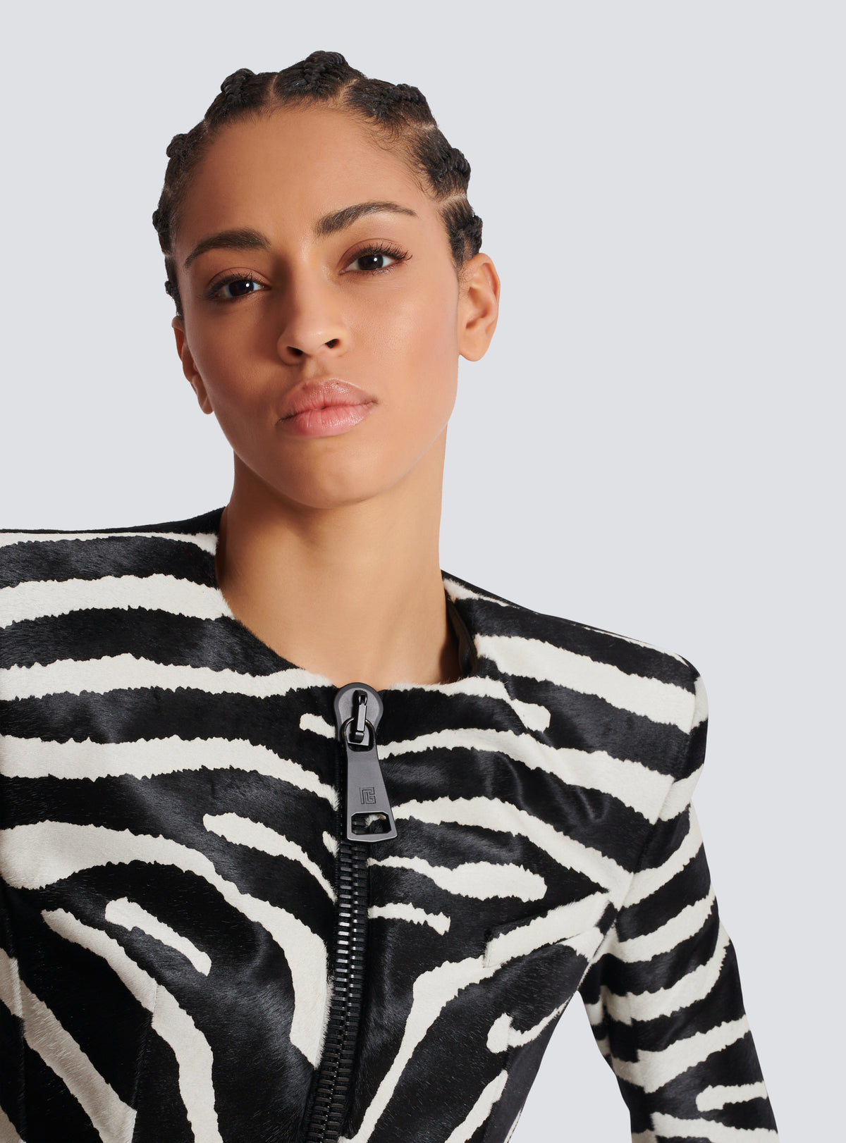 Veste spencer zébrée cavallino zippée - Noir & Blanc