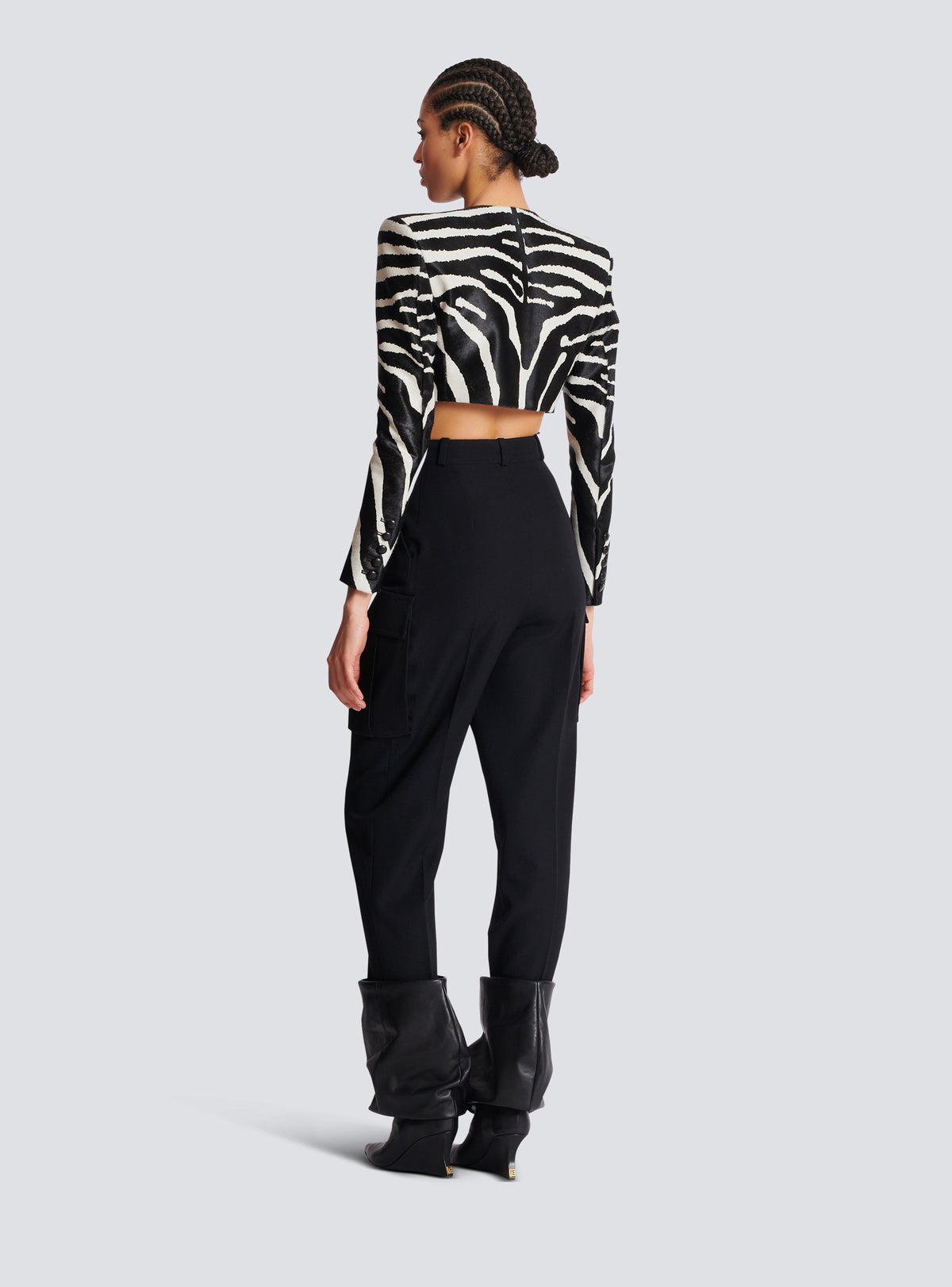 Veste spencer zébrée cavallino zippée - Noir & Blanc