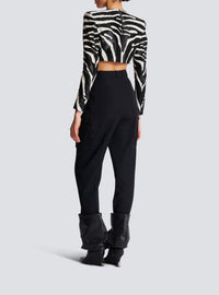 Zebra Cavallino leather spencer jacket - Black & White