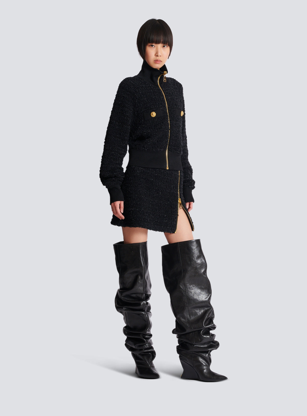 Bomber en tweed - Noir