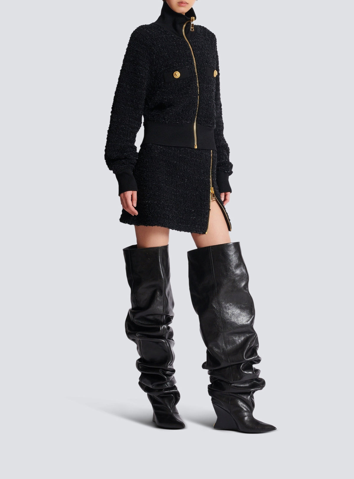 Tweed bomber jacket - Black