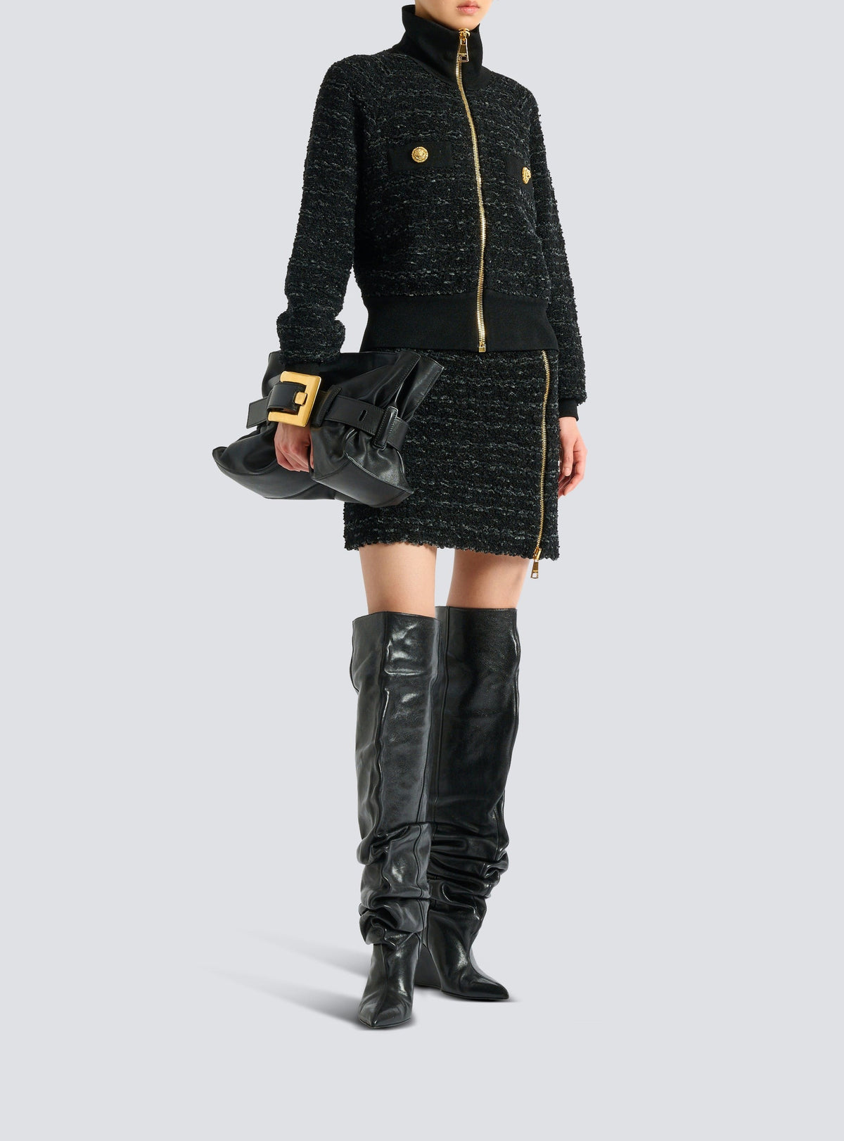 Tweed bomber jacket - Black