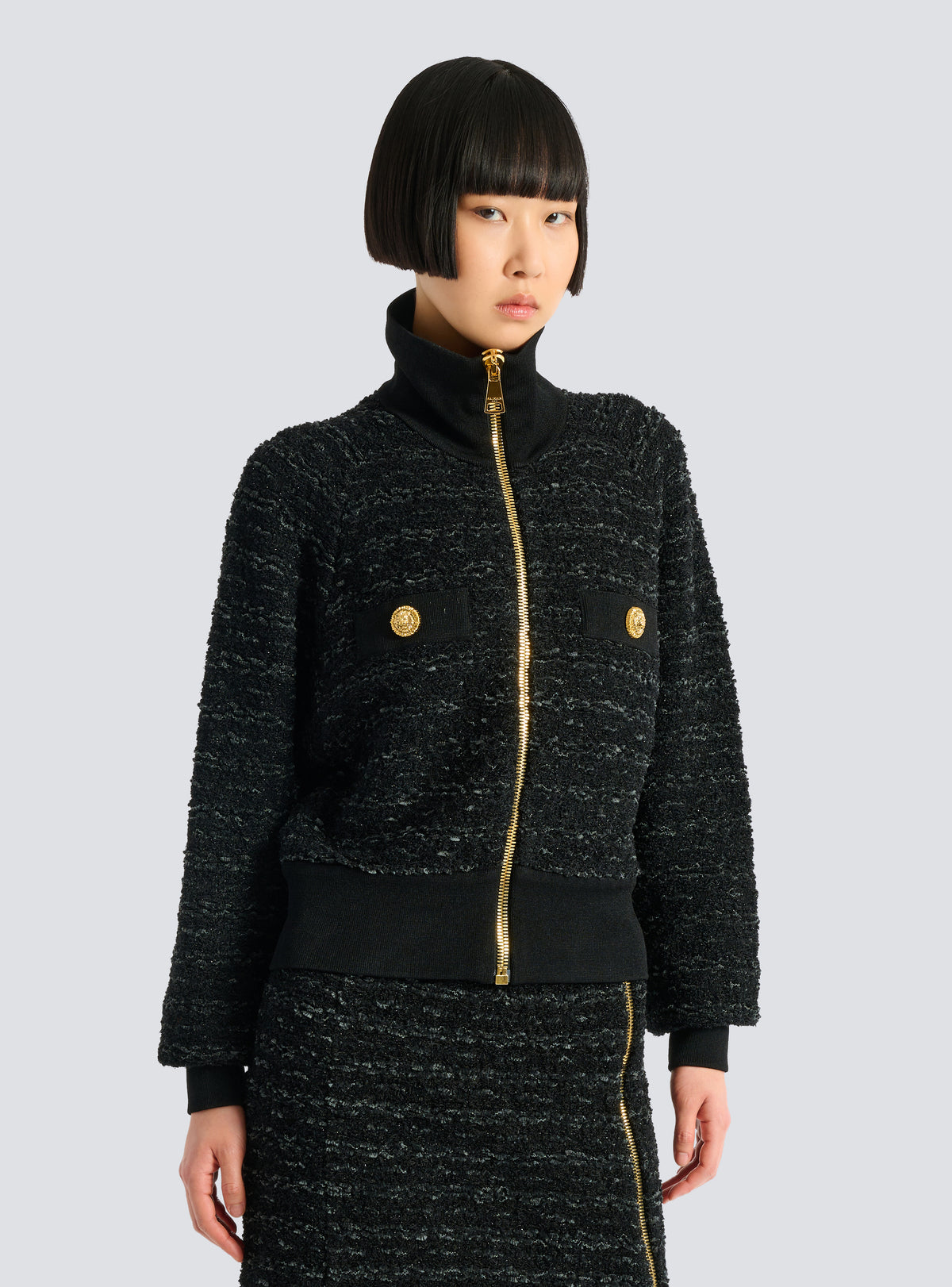 Bomber en tweed - Noir