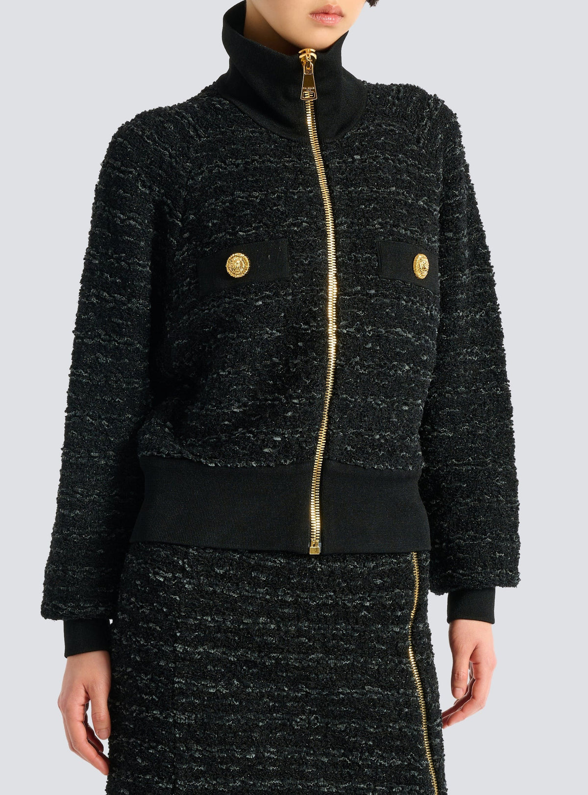 Tweed bomber jacket - Black